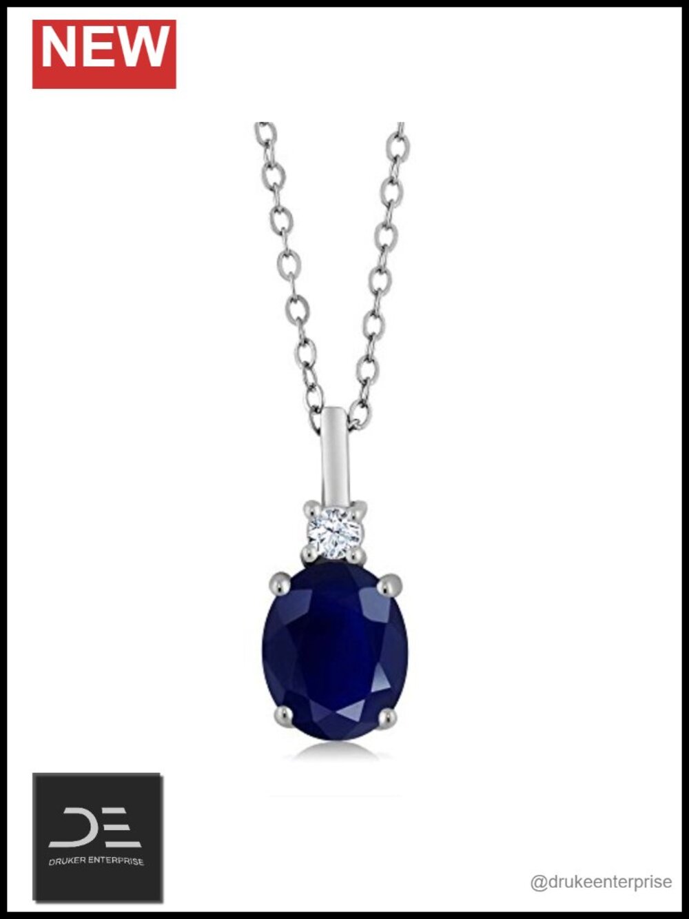 Sterling Silver Blue Sapphire Pendant Necklace 18in Oval 2.55ctw Women's Fine